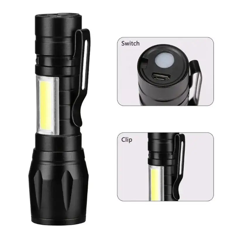 Mini Rechargeable LED Flashlight COB+XPE Portable Torch Camping - Simply Great Gear