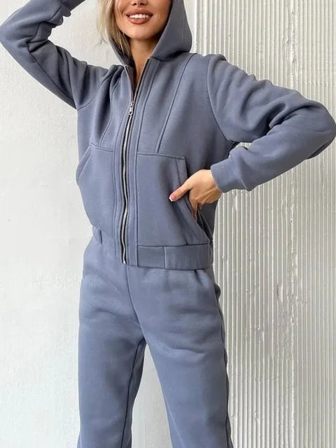 Women Winter Velvet Tracksuit Two-Piece Set