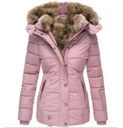 Women Winter Puffer Jacket with Faux Fur