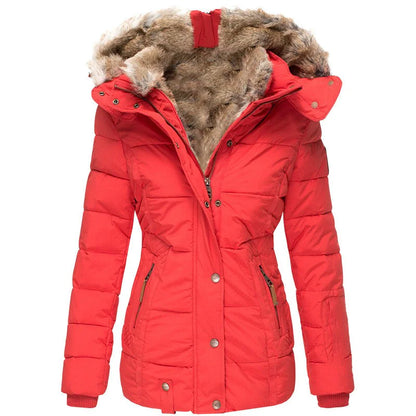 Women Winter Puffer Jacket with Faux Fur