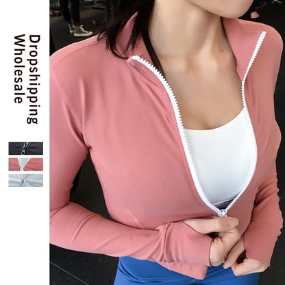 Women's Slim Zipper Running Crop Tops - Simply Great Gear