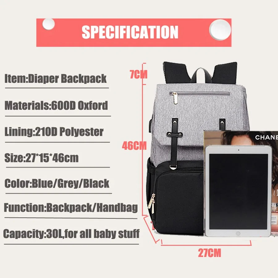 Baby Diaper Bag with USB Port