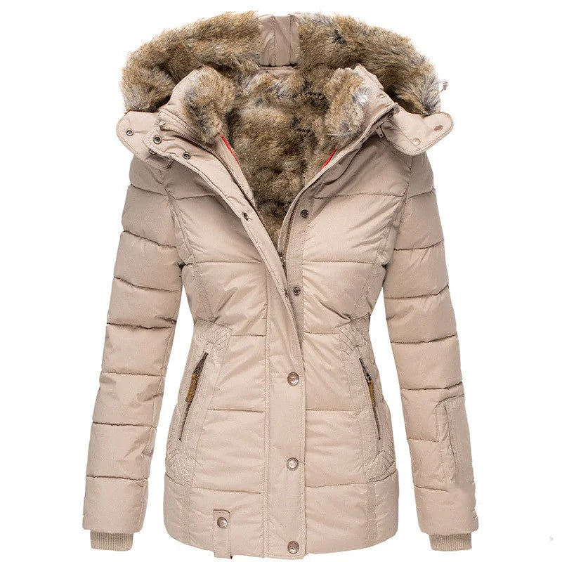 Women Winter Puffer Jacket with Faux Fur