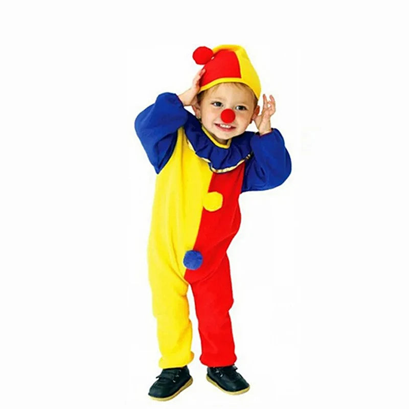 Sydanne Kids Carnival Clown Circus Cosplay Costumes Halloween Children Boys Girls Baby Birthday Halloween Party Jumpsuit Hat