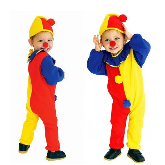 Sydanne Kids Carnival Clown Circus Cosplay Costumes Halloween Children Boys Girls Baby Birthday Halloween Party Jumpsuit Hat