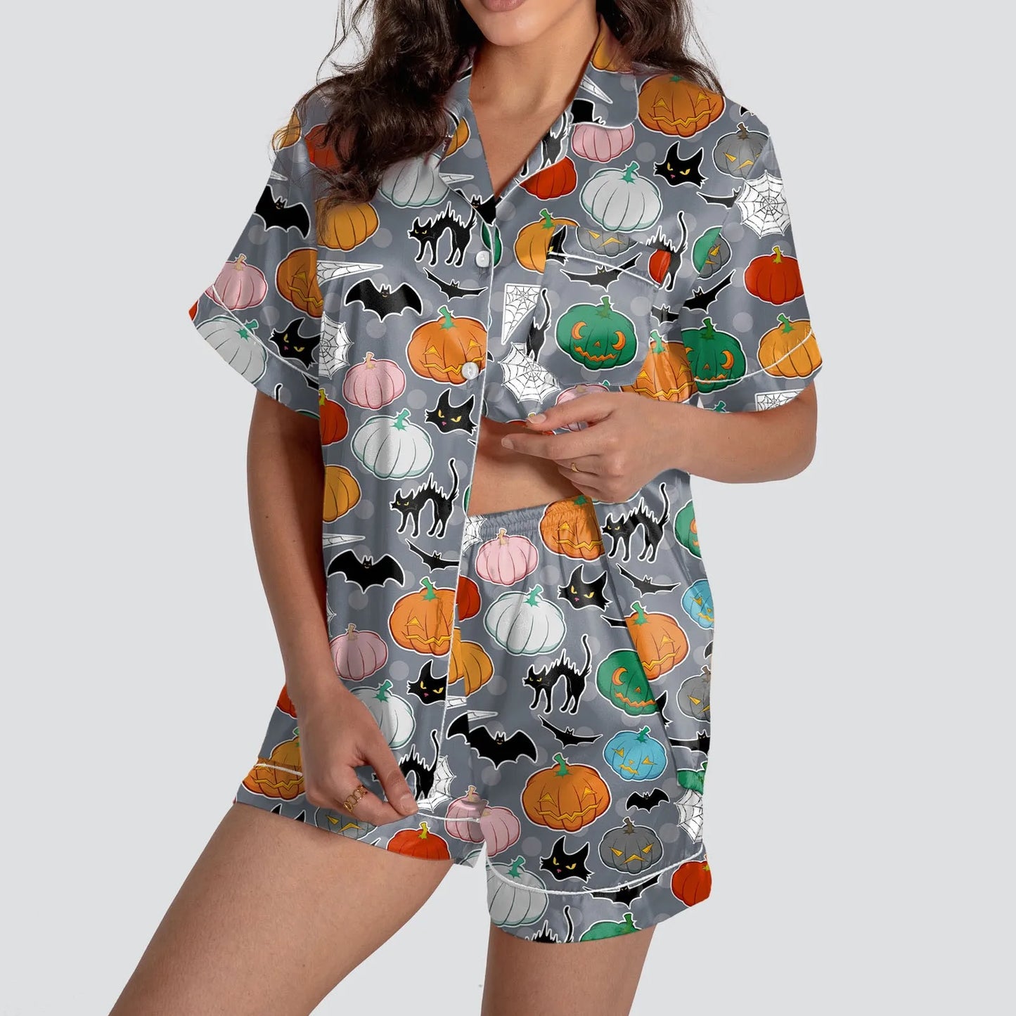 Pumpkin Satin Halloween Pajama Set - Simply Great Gear