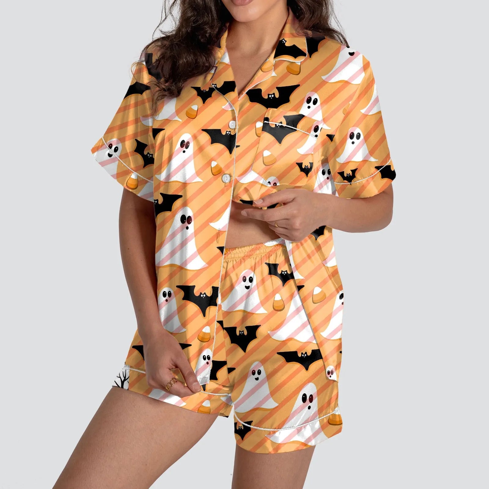 Pumpkin Satin Halloween Pajama Set - Simply Great Gear