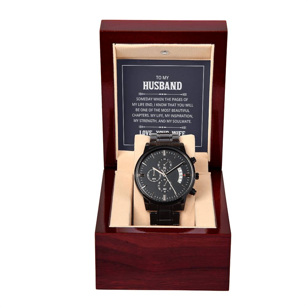 Black Chronograph Watch - For Husband From Wife - Simply Great Gear