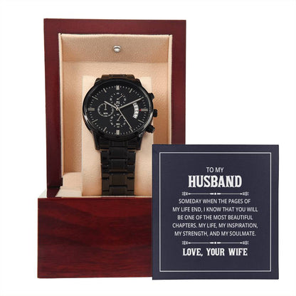 Black Chronograph Watch - For Husband From Wife - Simply Great Gear