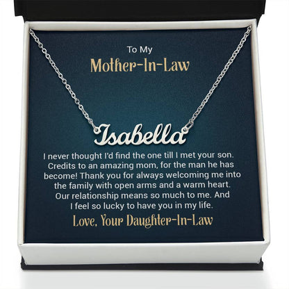 Custom Name Necklace w/ Message Card - For Mother-in-Law - Simply Great Gear