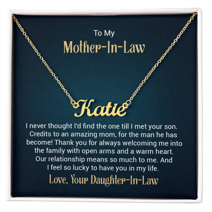 Custom Name Necklace w/ Message Card - For Mother-in-Law - Simply Great Gear