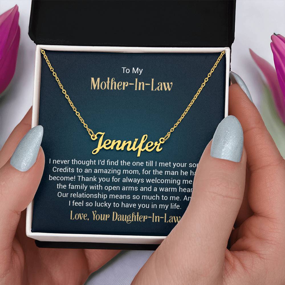 Custom Name Necklace w/ Message Card - For Mother-in-Law - Simply Great Gear