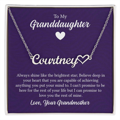 Heart Name Necklace - For Granddaughter From Grandmother - Simply Great Gear