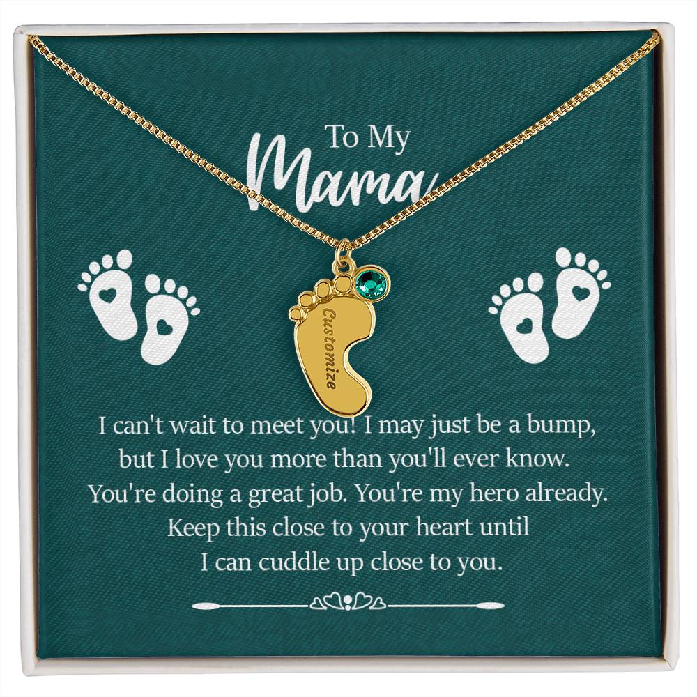 Engraved Baby Feet with Birthstones Necklace - To My Mama - Simply Great Gear