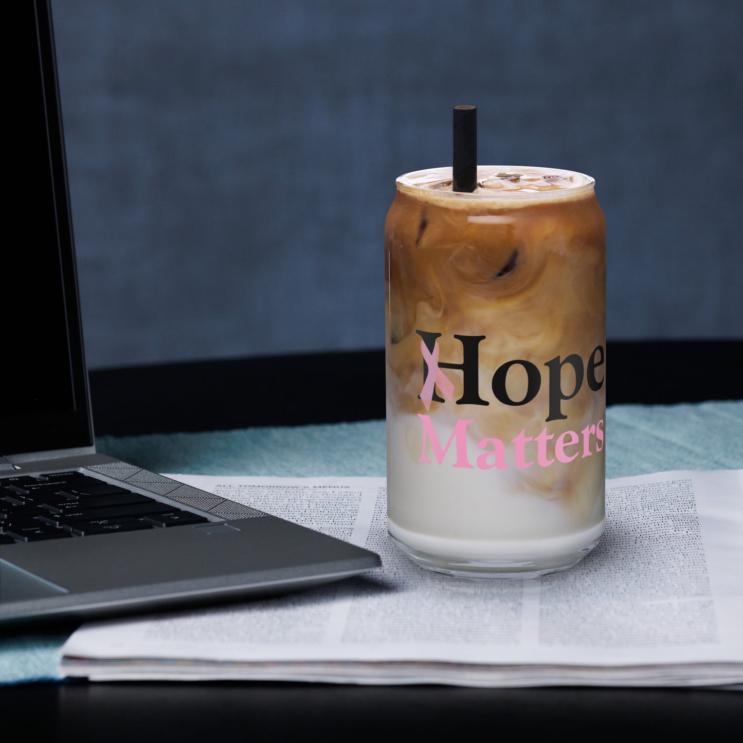 Breast Cancer Hope Matters Can-shaped glass