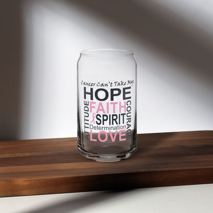 Breast Cancer Hope & Faith Can-shaped glass - Simply Great Gear