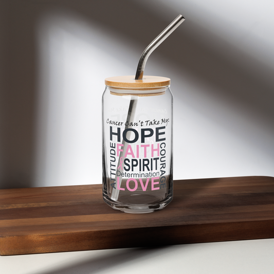 Breast Cancer Hope & Faith Can-shaped glass - Simply Great Gear