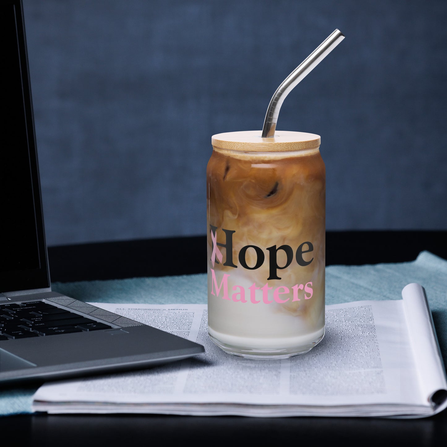 Breast Cancer Hope Matters Can-shaped glass