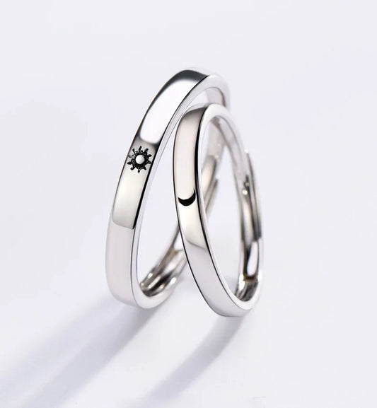 Minimalist Silver Sun Moon Adjustable Ring - Couple Engagement Jewelry - Simply Great Gear