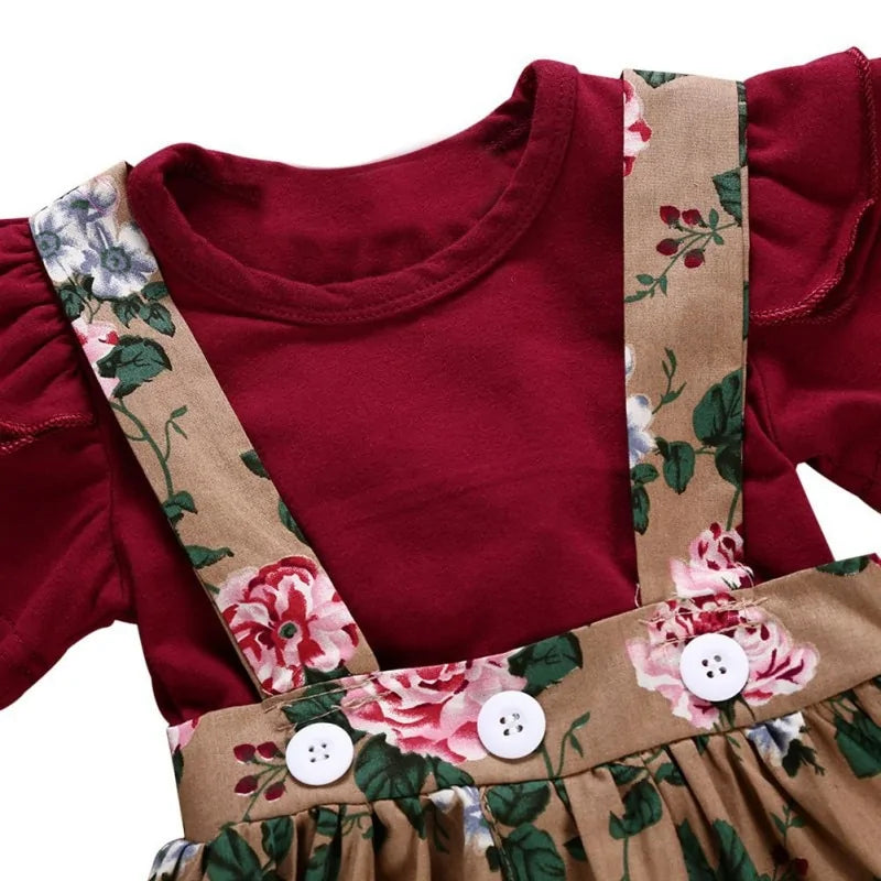 Baby Girl Floral Print Dress Romper Headband Clothes Set - Simply Great Gear