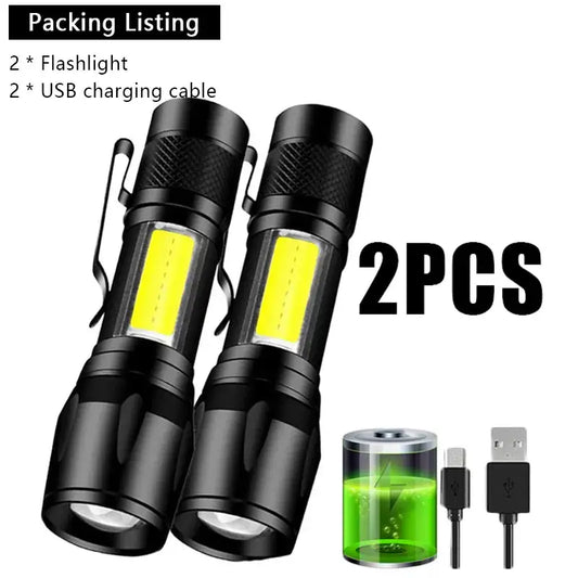 Mini Rechargeable LED Flashlight COB+XPE Portable Torch Camping - Simply Great Gear