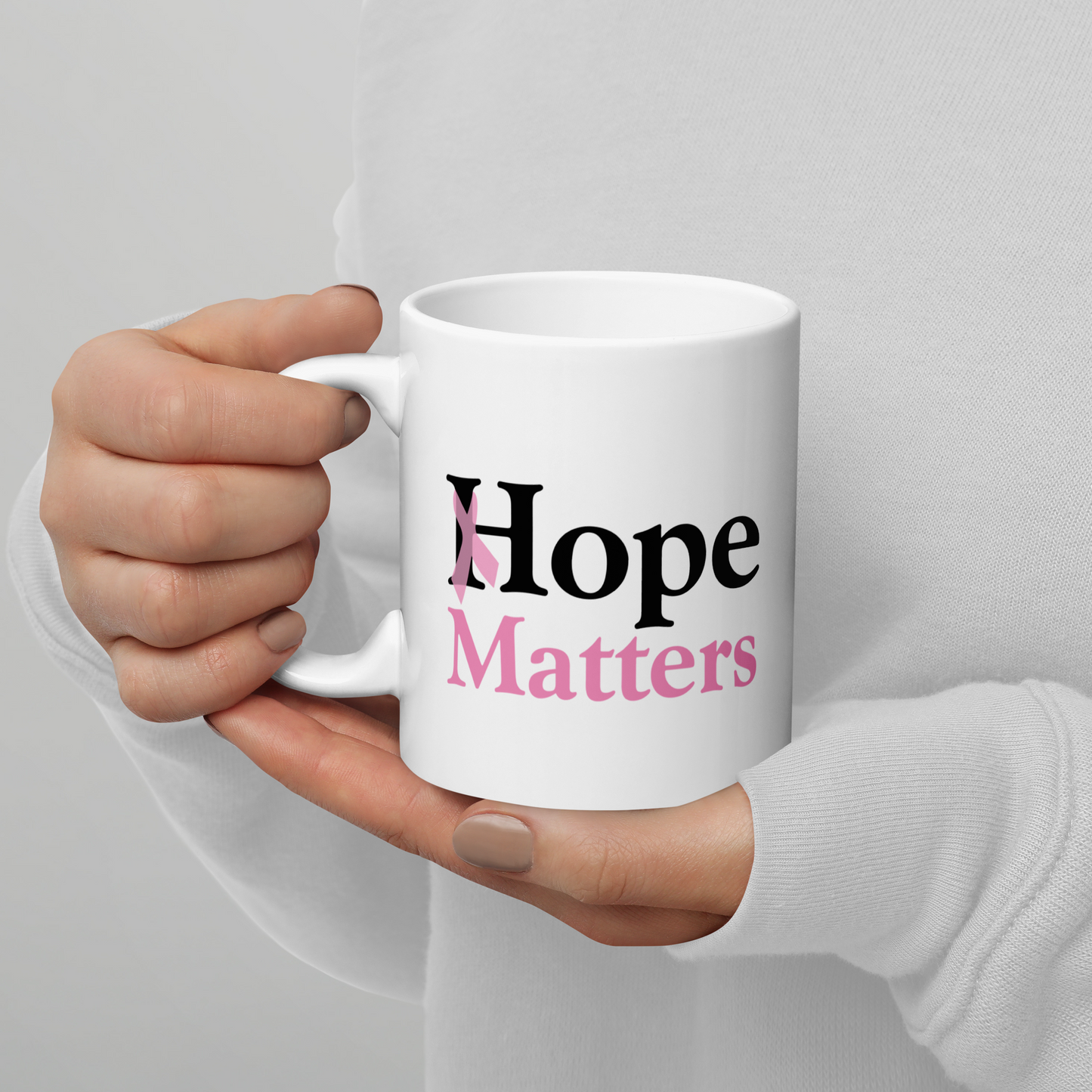 Breast Cancer Hope Matters White Glossy Mug