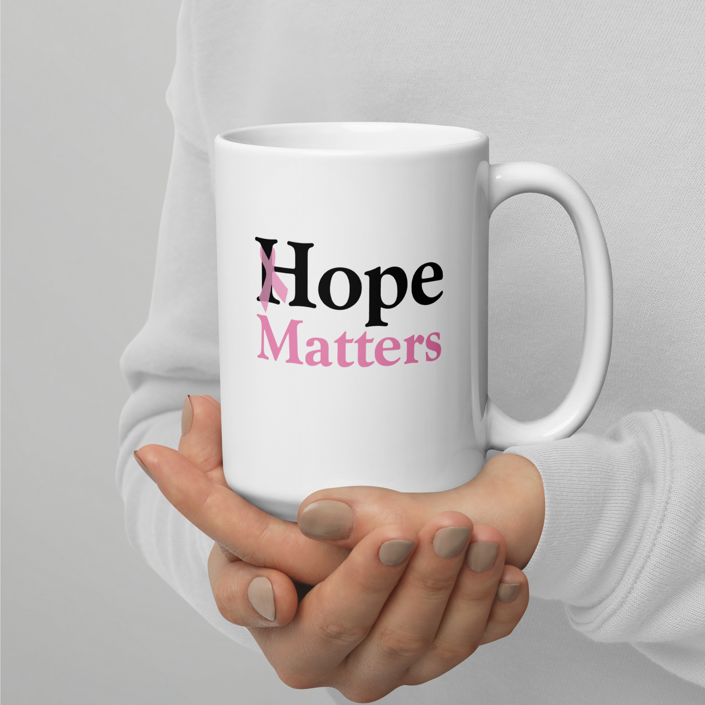 Breast Cancer Hope Matters White Glossy Mug