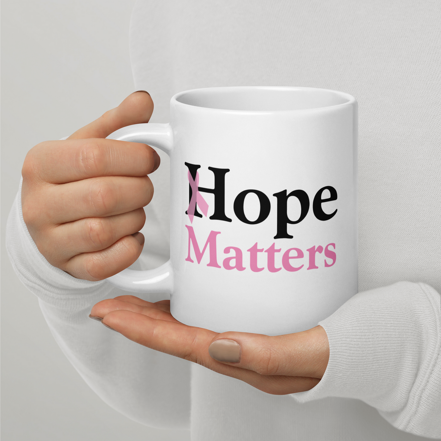 Breast Cancer Hope Matters White Glossy Mug