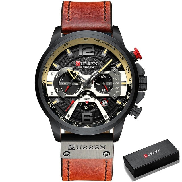 Military Leather Chronograph Wristwatch - Simply Great Gear