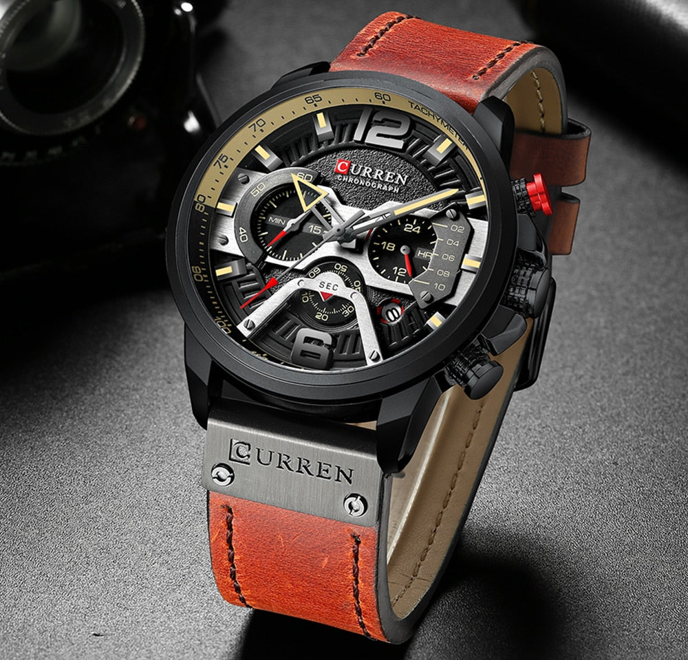 Military Leather Chronograph Wristwatch - Simply Great Gear