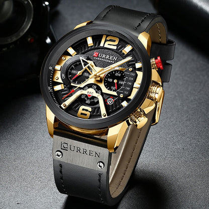 Military Leather Chronograph Wristwatch - Simply Great Gear