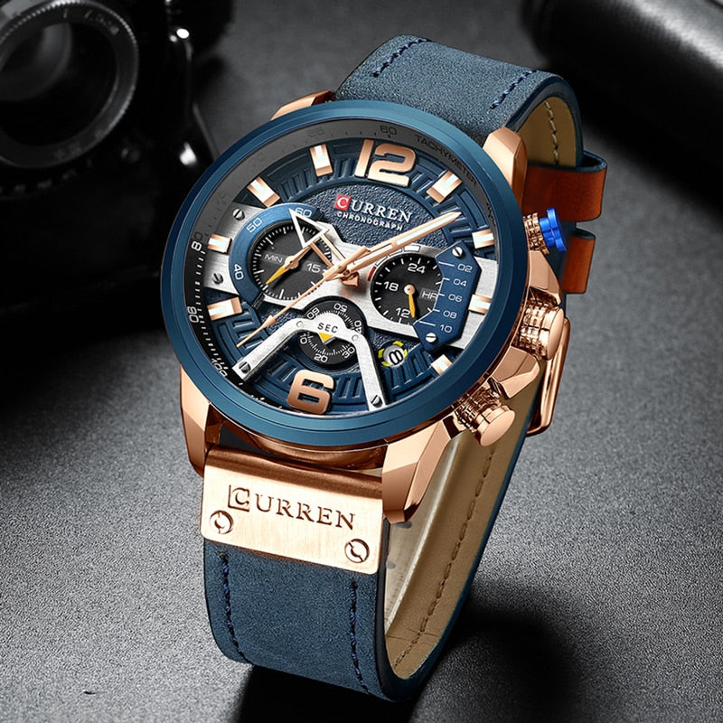 Military Leather Chronograph Wristwatch - Simply Great Gear